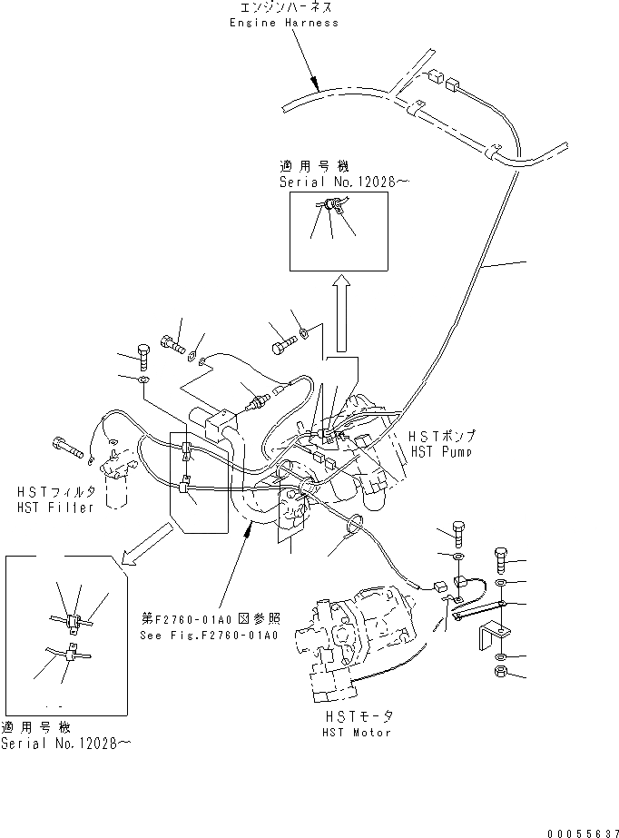 Схема запчастей Komatsu WA80-3 - ПРОВОДКА (HST ЛИНИЯ)(№-) ЭЛЕКТРИКА