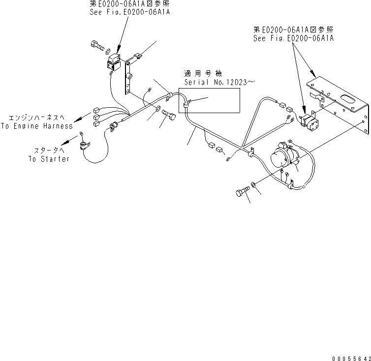 Схема запчастей Komatsu WA80-3 - ПРОВОДКА (ПЕРЕДН. РАМА) (ДЛЯ ПОДОГРЕВ WIRE СТЕКЛА)(№-) ЭЛЕКТРИКА