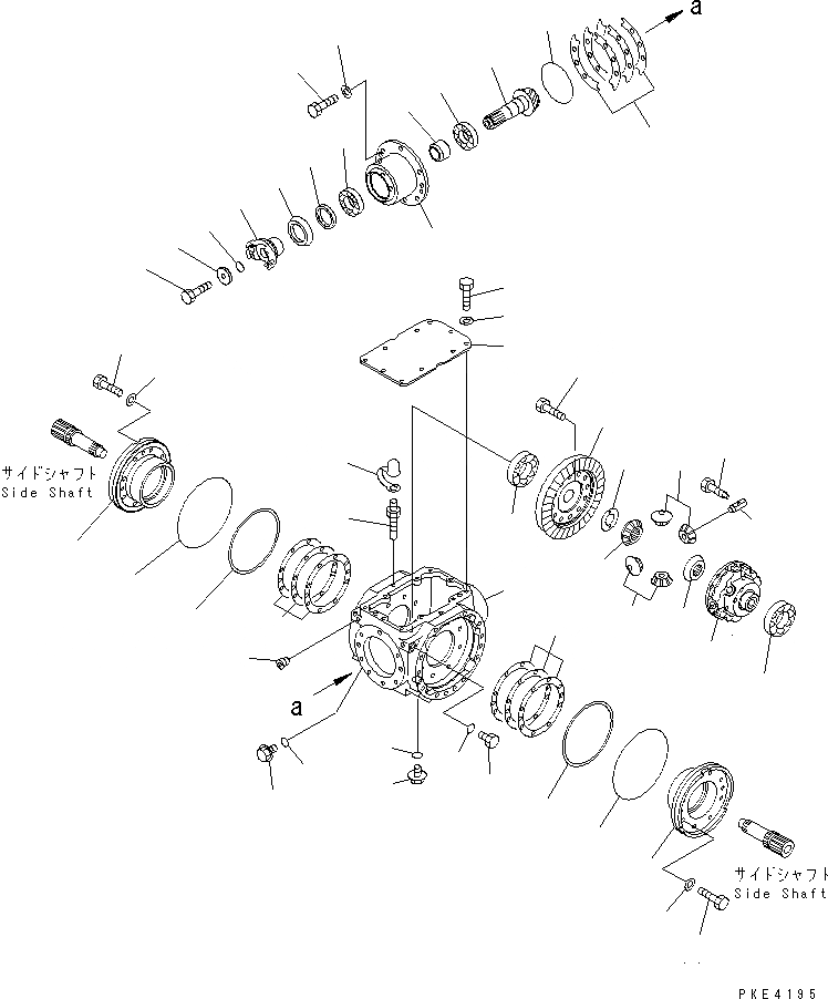 Схема запчастей Komatsu WA80-3 - ЗАДН. МОСТ (ДИФФЕРЕНЦ.) СИЛОВАЯ ПЕРЕДАЧА