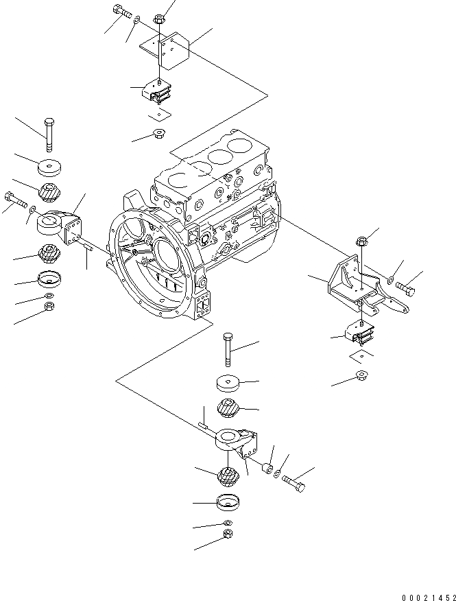 Схема запчастей Komatsu WA80-3-CB - КРЕПЛЕНИЕ ДВИГАТЕЛЯ (С КОНДИЦИОНЕРОМ)(№-) КОМПОНЕНТЫ ДВИГАТЕЛЯ