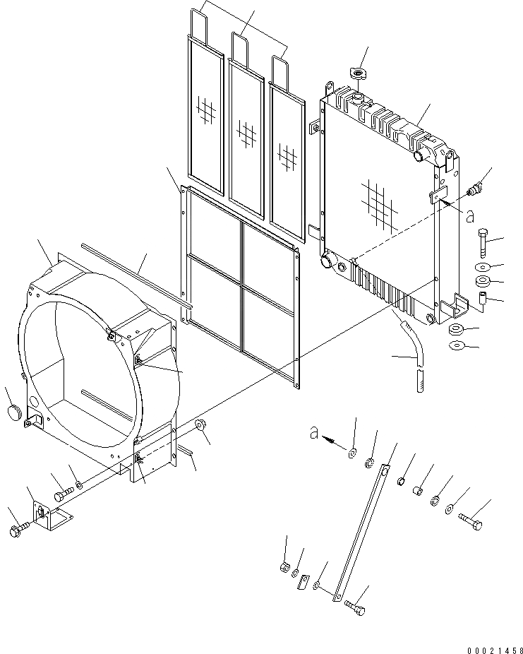 Схема запчастей Komatsu WA80-3-CB - РАДИАТОР (РАДИАТОР И ЭЛЕМЕНТЫ КРЕПЛЕНИЯ) (СПЕЦ-Я LIVESTOCK RAISING)(№-) СИСТЕМА ОХЛАЖДЕНИЯ
