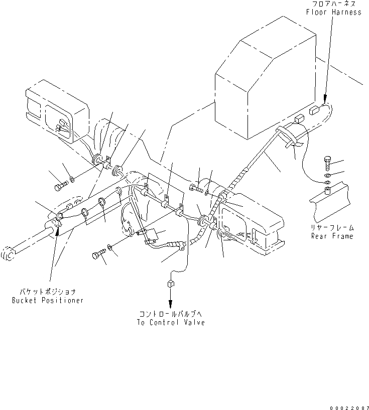 Схема запчастей Komatsu WA80-3-CB - ПРОВОДКА (ПЕРЕДН. РАМА)(№-) ЭЛЕКТРИКА