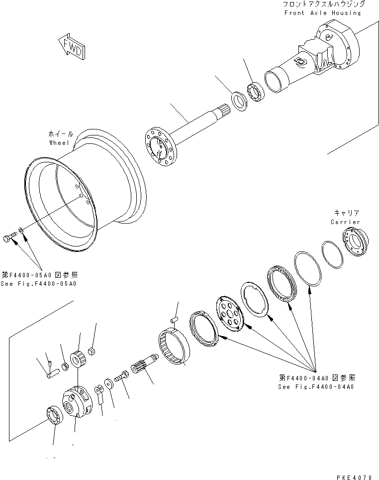 Схема запчастей Komatsu WA80-3-CB - ПЕРЕДНИЙ МОСТ (КОНЕЧНАЯ ПЕРЕДАЧА) ТРАНСМИССИЯ