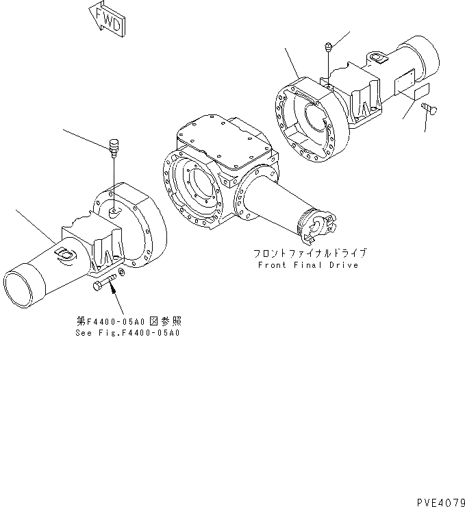 Схема запчастей Komatsu WA80-3-CB - ПЕРЕДНИЙ МОСТ (КОЖУХ) ТРАНСМИССИЯ