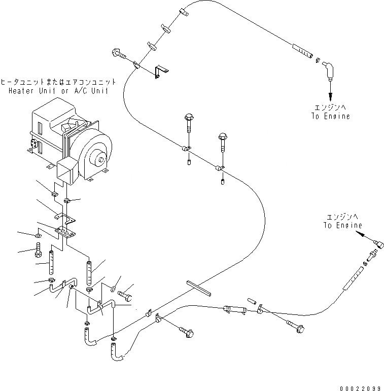 Схема запчастей Komatsu WA80-3-CB - ГИДР. ПРОВОД. ОБОГРЕВАТЕЛЯ (/) (С КАБИНОЙ И КОНДИЦ. ВОЗДУХА)(№-) OPERATIORS ОБСТАНОВКА И СИСТЕМА УПРАВЛЕНИЯ