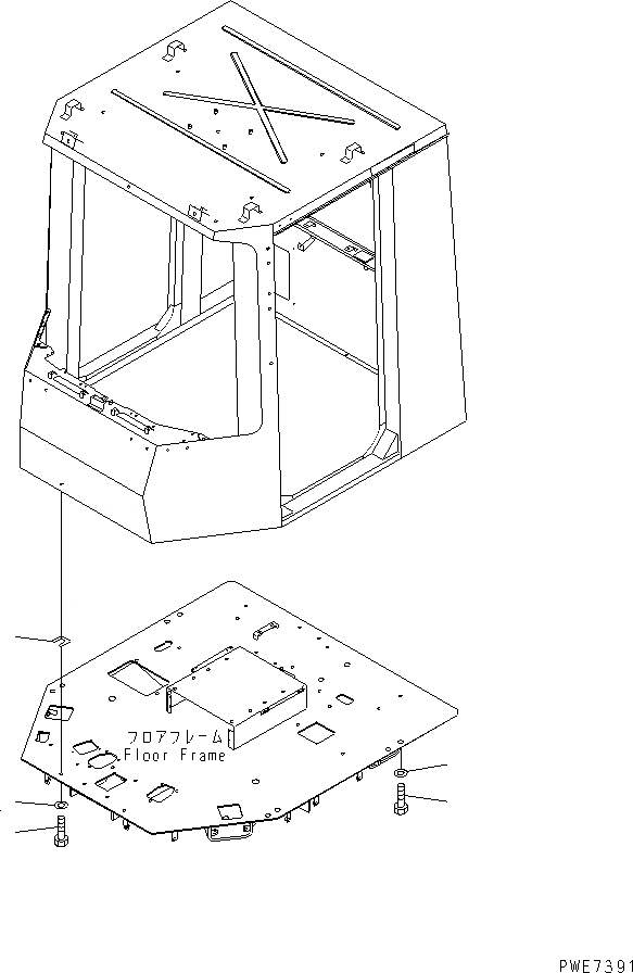 Схема запчастей Komatsu WA800-3E0 - КАБИНА (БОЛТ ДЛЯ КАБИНЫ КРЕПЛЕНИЕ)(№7-7) КАБИНА ОПЕРАТОРА И СИСТЕМА УПРАВЛЕНИЯ