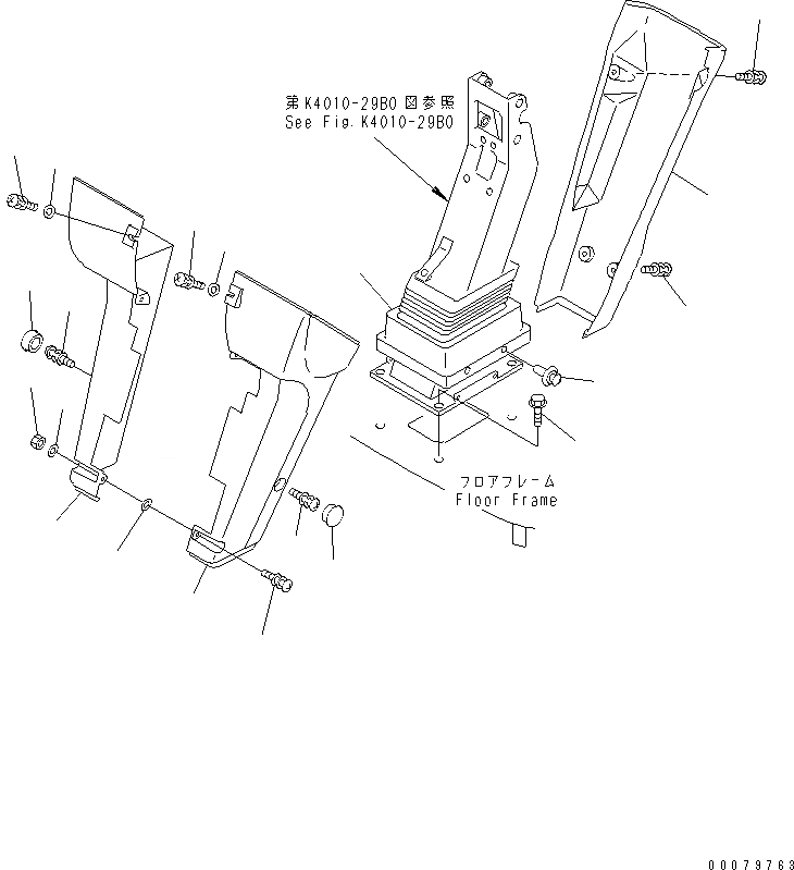 Схема запчастей Komatsu WA800-3E0 - ПОЛ SUB (КОЛЕСА КОЛОНКА COVER)(№7-) КАБИНА ОПЕРАТОРА И СИСТЕМА УПРАВЛЕНИЯ