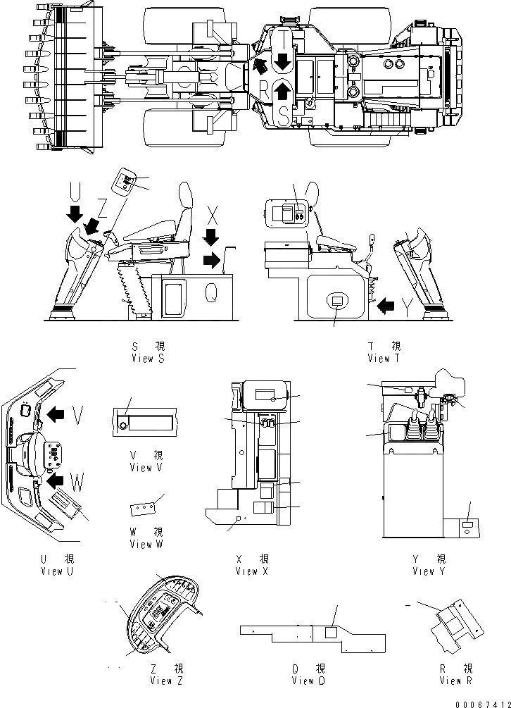 Схема запчастей Komatsu WA800-3E0 - ПОЛ ТАБЛИЧКИ (СЕВ. АМЕРИКА)(№7-) КАБИНА ОПЕРАТОРА И СИСТЕМА УПРАВЛЕНИЯ