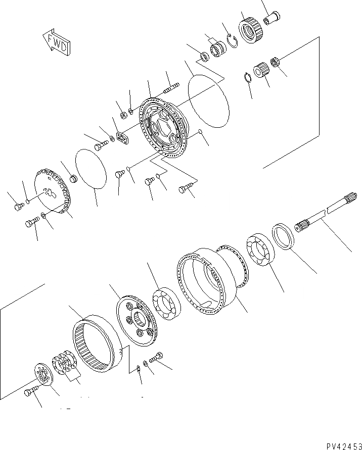 Схема запчастей Komatsu WA800-1-13 - ЗАДН. КОНЕЧНАЯ ПЕРЕДАЧА ВЕДУЩ. ВАЛ¤ ДИФФЕРЕНЦ. И КОЛЕСА