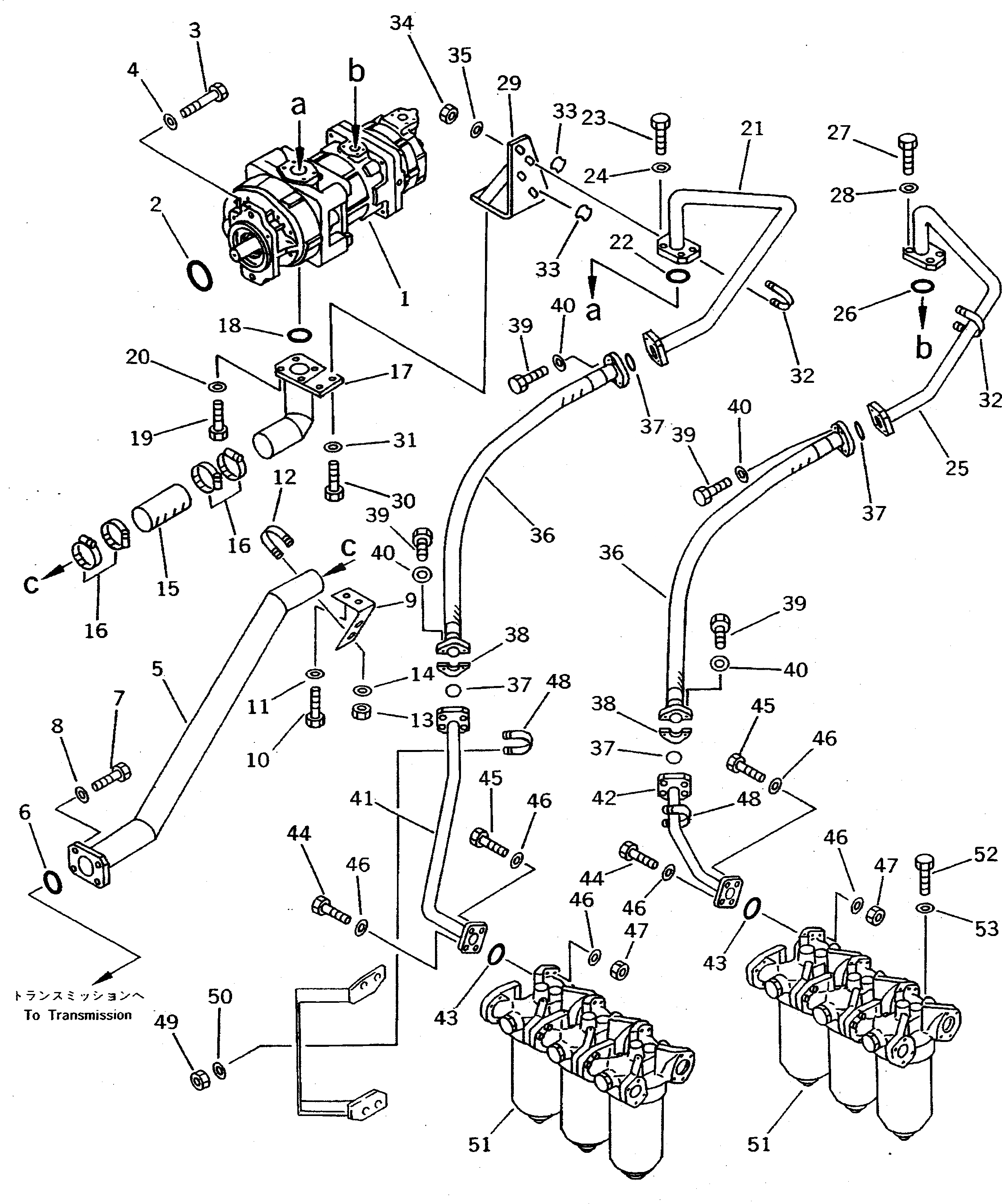 Схема запчастей Komatsu WA800-1 - ТОРКФЛОУ ТРУБЫ (/)(№-) ТРАНСМИССИЯ