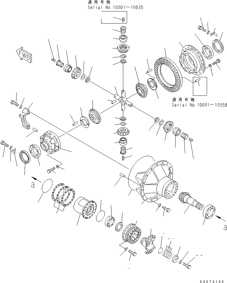 Схема запчастей Komatsu WA800-1 - ПЕРЕДНИЙ ДИФФЕРЕНЦИАЛ ВЕДУЩ. ВАЛ¤ ДИФФЕРЕНЦ. И КОЛЕСА