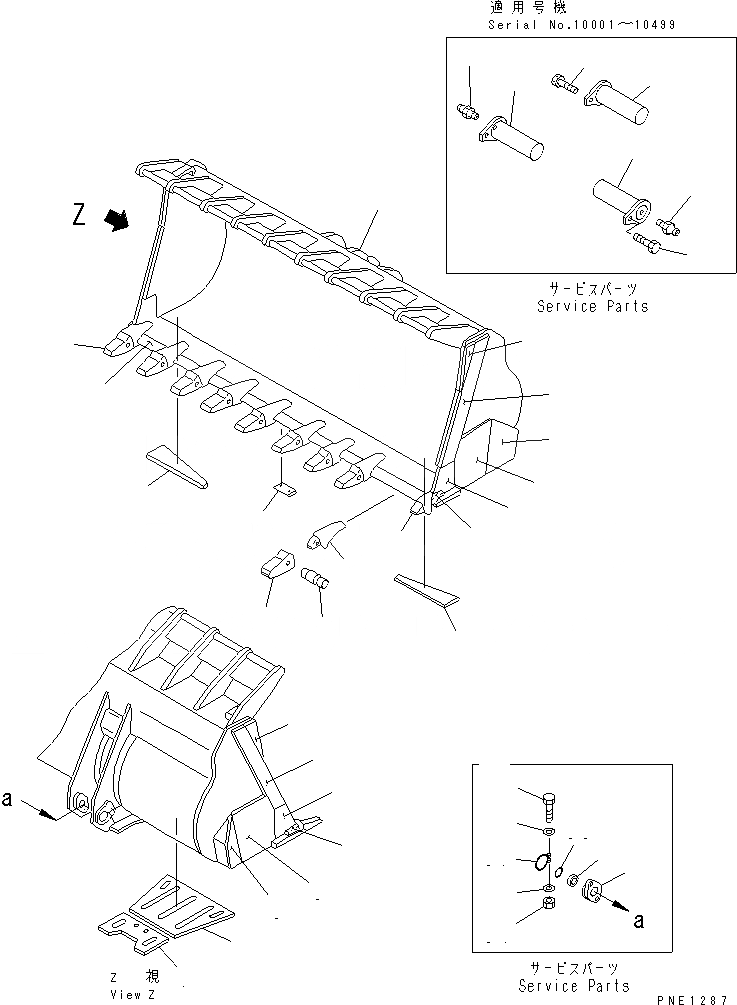 Схема запчастей Komatsu WA800-1 - КОВШ¤ .M (С ЗУБЬЯМИ) (УСИЛ.)(№-99) РАБОЧЕЕ ОБОРУДОВАНИЕ