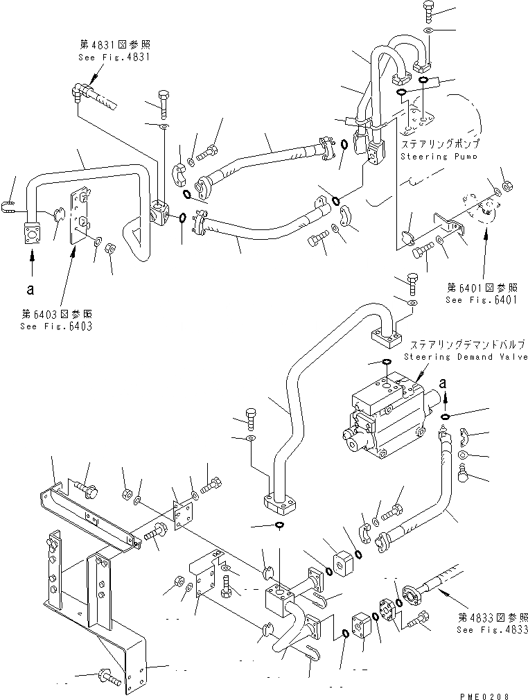 Схема запчастей Komatsu WA800-2 - ГИДРОЛИНИЯ (НАСОС - ЗАПРАШИВАЮЩ. КЛАПАН /) (ДЛЯ ДЖОЙСТИК    РУЛЕВ. УПРАВЛЕНИЕ) (С ЭКСТРЕНН. УПРАВЛ.)(№-) УПРАВЛ-Е РАБОЧИМ ОБОРУДОВАНИЕМ