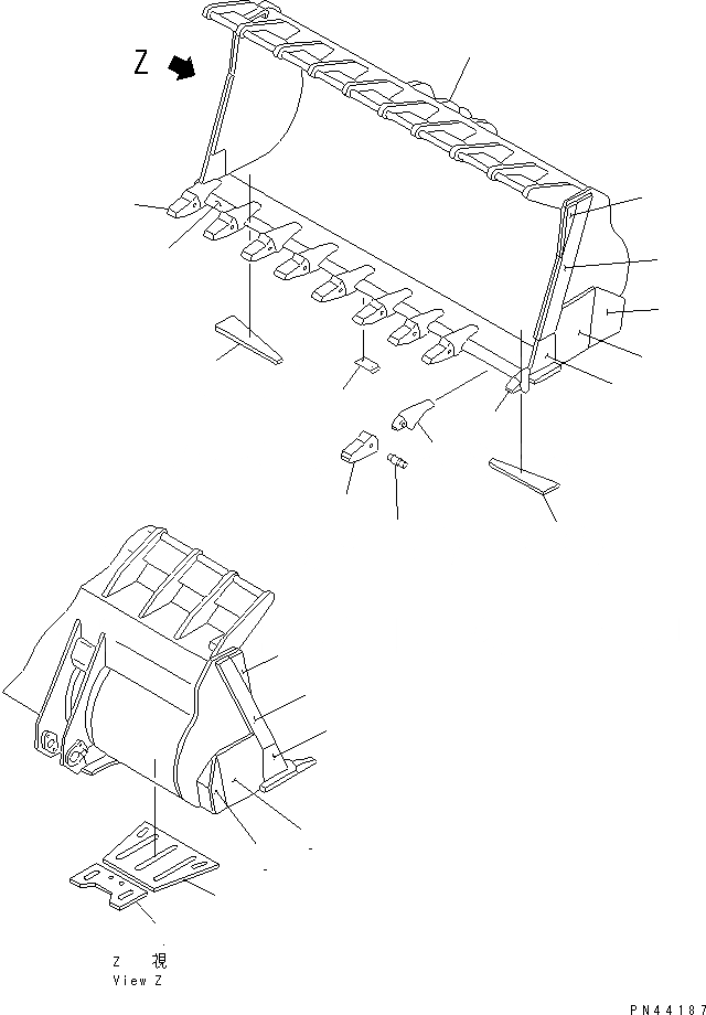 Схема запчастей Komatsu WA800-2 - КОВШ¤ .M (С ЗУБЬЯМИ)(№-) РАБОЧЕЕ ОБОРУДОВАНИЕ