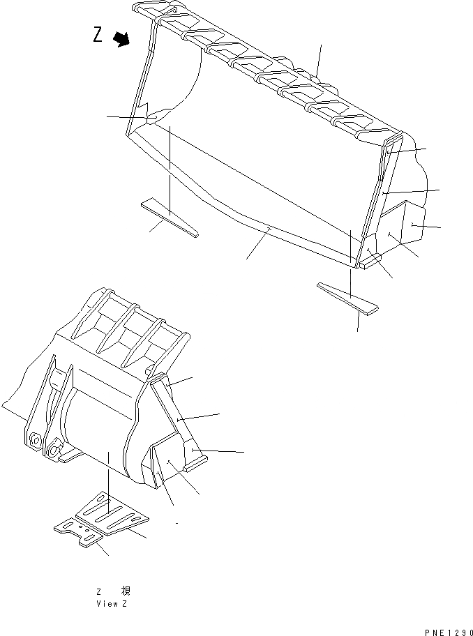 Схема запчастей Komatsu WA800-2 - КОВШ¤ .M (V-ОБРАЗН) (БЕЗ TOOTH)(№-) РАБОЧЕЕ ОБОРУДОВАНИЕ