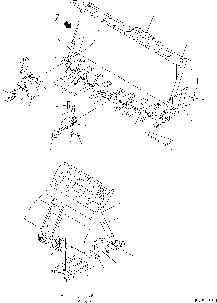 Схема запчастей Komatsu WA800-2 - КОВШ¤ .M (V-ОБРАЗН) (С ZIPPER LIP) (CHOCK ТИП)(№-) РАБОЧЕЕ ОБОРУДОВАНИЕ