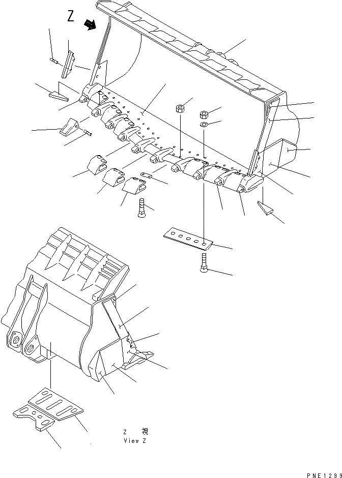 Схема запчастей Komatsu WA800-2 - КОВШ¤ .M (V-ОБРАЗН) (С ЗУБЬЯМИ) (УСИЛ.)(№-) РАБОЧЕЕ ОБОРУДОВАНИЕ