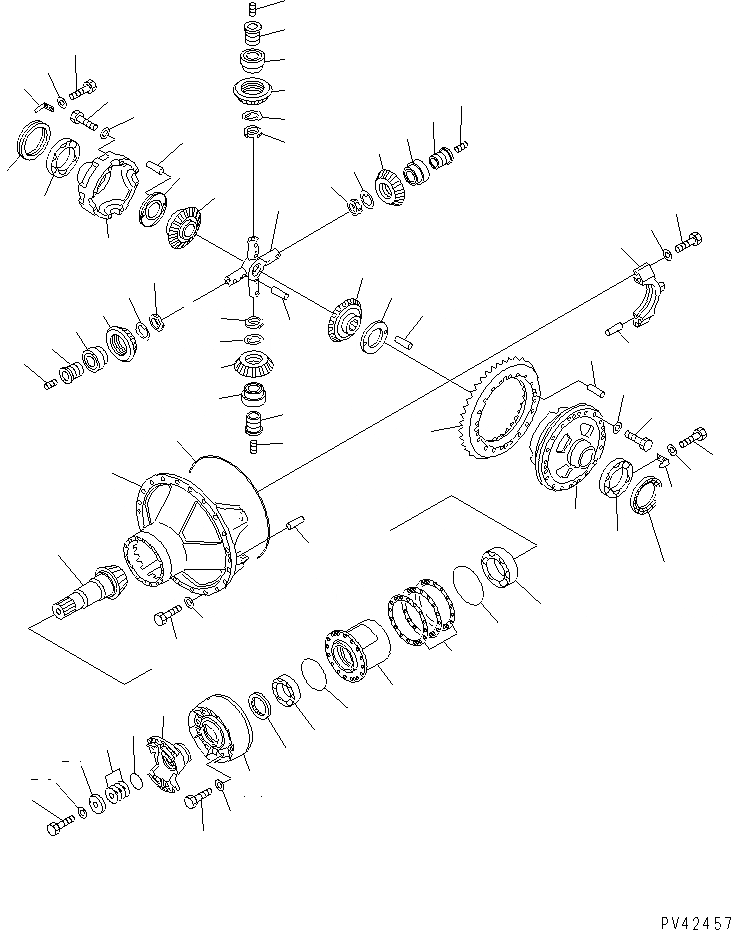 Схема запчастей Komatsu WA800-1-A - ЗАДНИЙ ДИФФЕРЕНЦИАЛ ВЕДУЩ. ВАЛ¤ ДИФФЕРЕНЦ. И КОЛЕСА