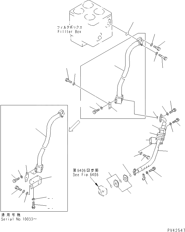 Схема запчастей Komatsu WA800-1-A - ГИДРОЛИНИЯ (УПРАВЛЯЮЩ. КЛАПАН - БАК) УПРАВЛ-Е РАБОЧИМ ОБОРУДОВАНИЕМ