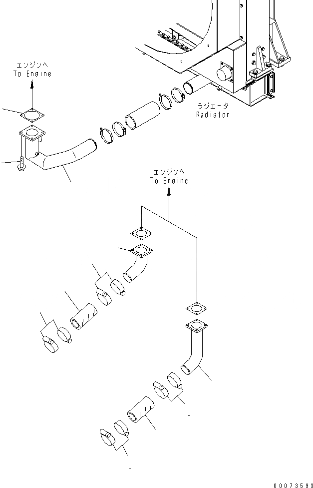 Схема запчастей Komatsu WA800-3 - ДВИГАТЕЛЬ (СИСТЕМА ТРУБ РАДИАТОРА)(№8-) КОМПОНЕНТЫ ДВИГАТЕЛЯ