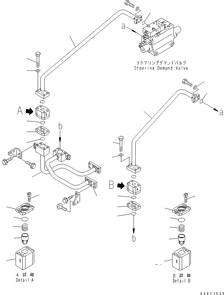 Схема запчастей Komatsu WA800-3 - ГИДРОЛИНИЯ РУЛЕВОГО УПРАВЛЕНИЯ (ЛИНИЯ ЦИЛИНДРА РУЛЕВ. УПР-Я)(№8-) ГИДРАВЛИКА