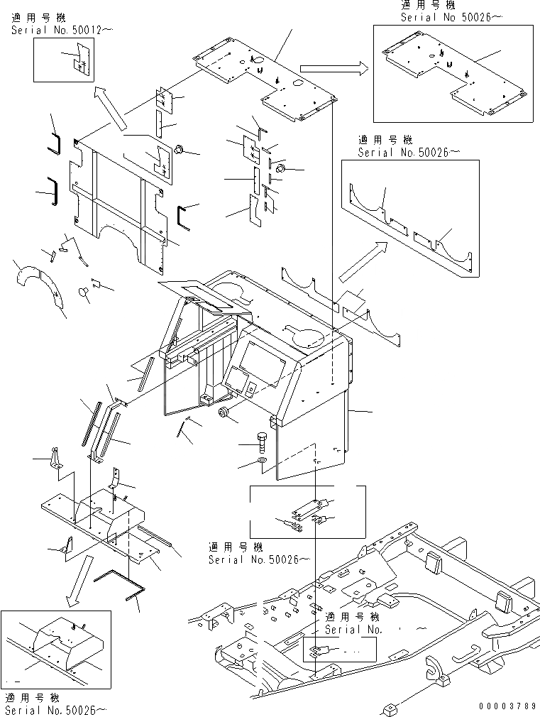 Схема запчастей Komatsu WA800-3 - ОТСЕК ДВИГАТЕЛЯ(/) (ПРЕФИЛЬТР EXTENSION)(№-8) ЧАСТИ КОРПУСА