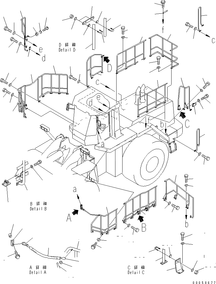 Схема запчастей Komatsu WA800-3 - ЛЕСТНИЦА RAIL(№79-8) ЧАСТИ КОРПУСА