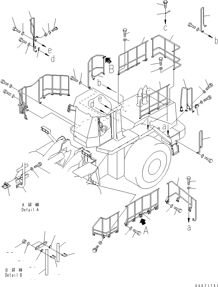 Схема запчастей Komatsu WA800-3 - КРЫЛО И ЛЕСТНИЦА (ЗАДН.)(№8-9) ЧАСТИ КОРПУСА