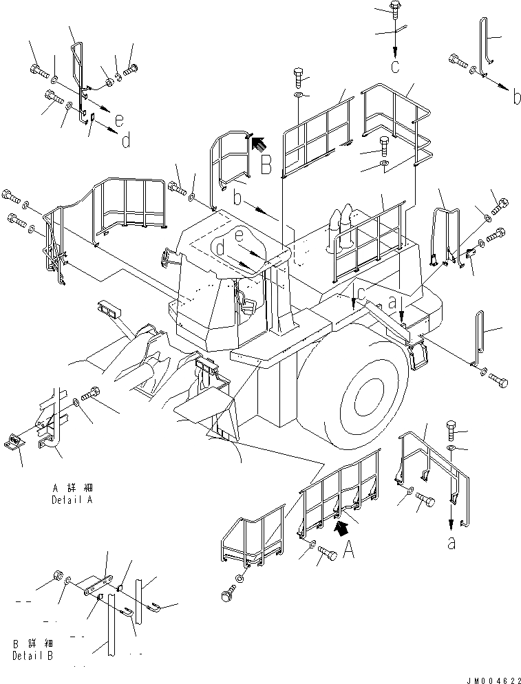 Схема запчастей Komatsu WA800-3 - КРЫЛО И ЛЕСТНИЦА (ЗАДН.)(№-) ЧАСТИ КОРПУСА