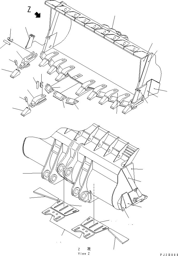 Схема запчастей Komatsu WA800-3 - КОВШ¤ M (V-ОБРАЗН) (С ЗУБЬЯМИ) (УСИЛ.) РАБОЧЕЕ ОБОРУДОВАНИЕ