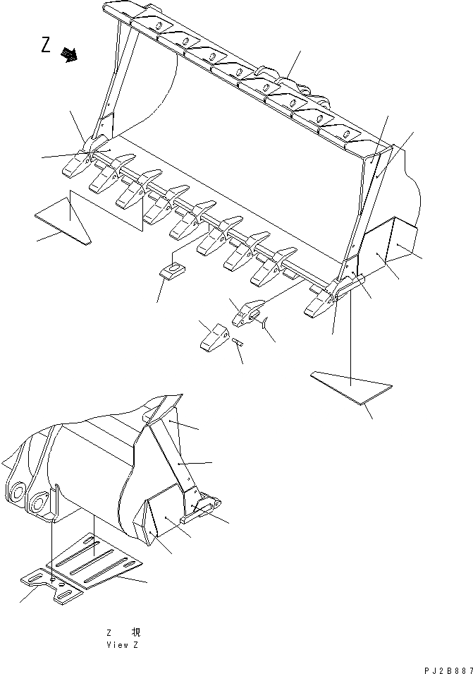 Схема запчастей Komatsu WA800-3 - КОВШ¤ M (С ЗУБЬЯМИ) (КРОМЕ ЯПОН.) РАБОЧЕЕ ОБОРУДОВАНИЕ