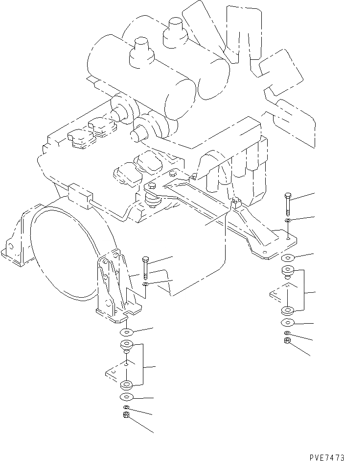 Схема запчастей Komatsu WA800-3 - КРЕПЛЕНИЕ ДВИГАТЕЛЯ КОМПОНЕНТЫ ДВИГАТЕЛЯ
