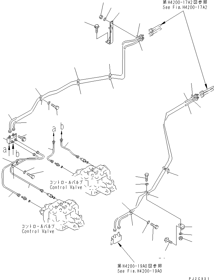 Схема запчастей Komatsu WA800-3 - ГИДРАВЛ ЛИНИЯ (ЛИНИЯ КЛАПАНА PPC ПЕРЕДН. /) (С AJSS)(№-) ГИДРАВЛИКА