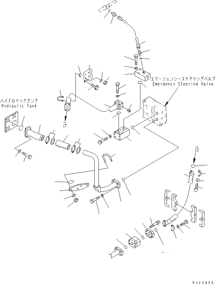 Схема запчастей Komatsu WA800-3 - ГИДРОЛИНИЯ ЭКСТРЕННОГО УПРАВЛЕНИЯ (/) (С AJSS)(№-) ГИДРАВЛИКА