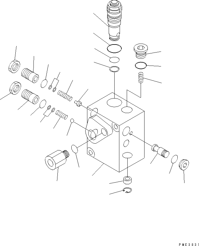 Схема запчастей Komatsu WA800-3 - УПРАВЛ-Е ТОРМОЗОМ (КЛАПАН АККУМУЛЯТОРА) (ВНУТР. ЧАСТИ) КАБИНА ОПЕРАТОРА И СИСТЕМА УПРАВЛЕНИЯ
