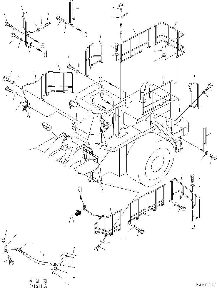 Схема запчастей Komatsu WA800-3 - ЛЕСТНИЦА RAIL(№-) ЧАСТИ КОРПУСА