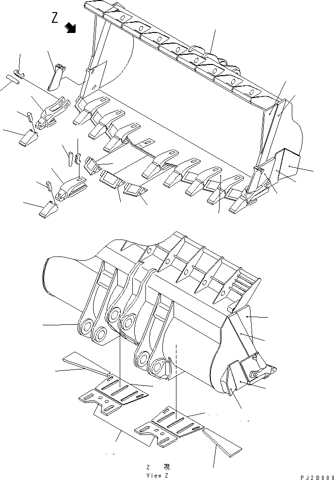 Схема запчастей Komatsu WA800-3 - КОВШ¤ M (V-ОБРАЗН) (С ЗУБЬЯМИ) (УСИЛ.) РАБОЧЕЕ ОБОРУДОВАНИЕ