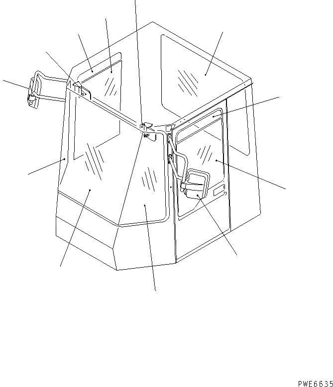 Схема запчастей Komatsu WA800-3 - СТЕКЛА И ЗЕРКАЛА ЗАДН. ВИДА(С КАБИНОЙ) КАТАЛОГИ ЗЧ