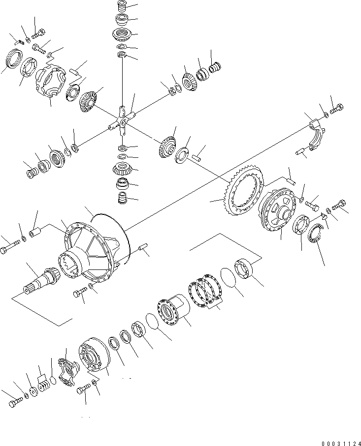 Схема запчастей Komatsu WA800-3E0 - ЗАДН. МОСТ (ЗАДНИЙ ДИФФЕРЕНЦИАЛ)(№7-7) ГИДРОТРАНСФОРМАТОР И ТРАНСМИССИЯ