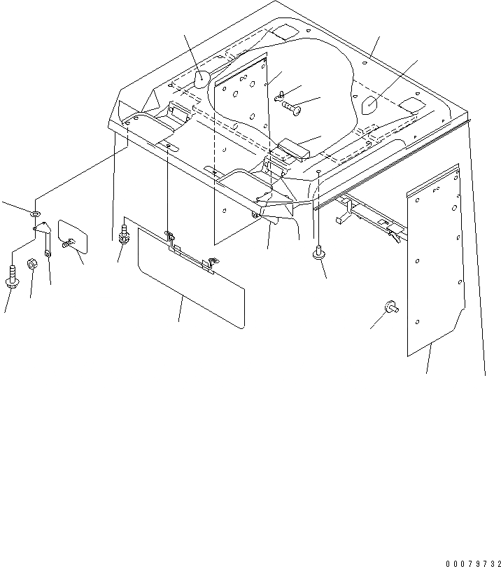 Схема запчастей Komatsu WA800-3E0 - КАБИНА (ВЕРХН. ЧАСТИ ИНТЕРЬЕРА И КРЫША ПОДУШКА) (АНТЕННА LESS)(№7-) КАБИНА ОПЕРАТОРА И СИСТЕМА УПРАВЛЕНИЯ