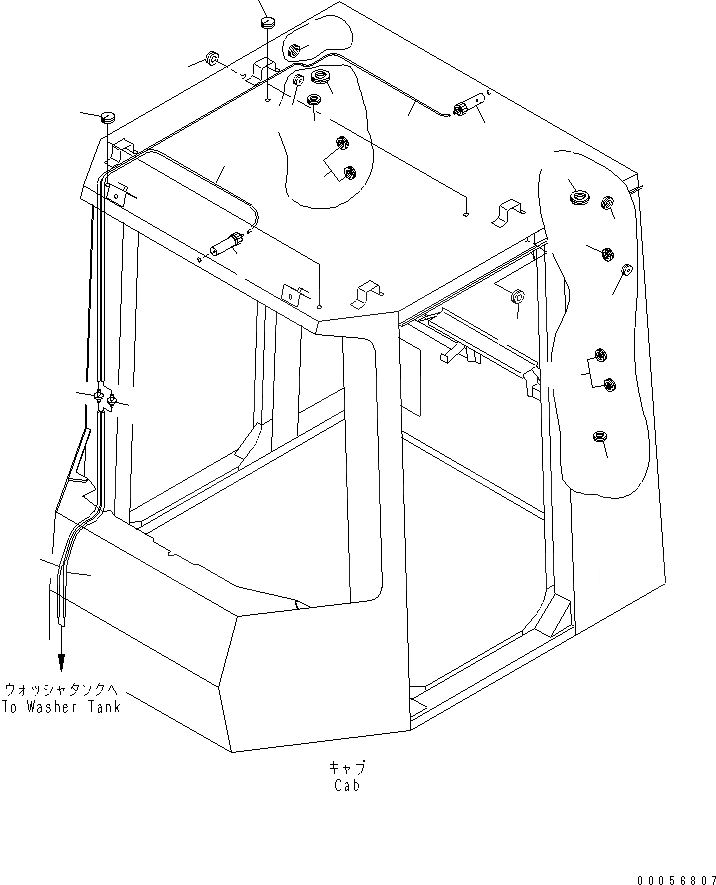 Схема запчастей Komatsu WA800-3E0 - КАБИНА (ОМЫВАТЕЛЬ СТЕКЛА И УПЛОТНЕНИЯ)(№7-7) КАБИНА ОПЕРАТОРА И СИСТЕМА УПРАВЛЕНИЯ