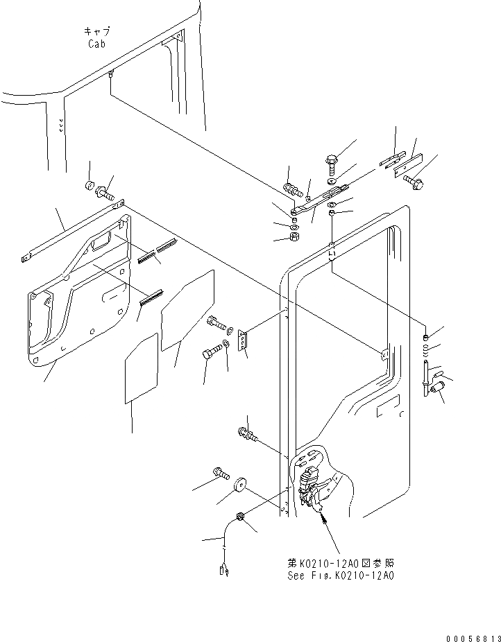 Схема запчастей Komatsu WA800-3E0 - КАБИНА (ЛЕВ. ДВЕРЬ В СБОРЕ¤ /) (ДВЕРЬ ФИКСАТОР ОТКРЫТИЯ¤ ПОДУШКА И РУЧКА)(№7-7) КАБИНА ОПЕРАТОРА И СИСТЕМА УПРАВЛЕНИЯ