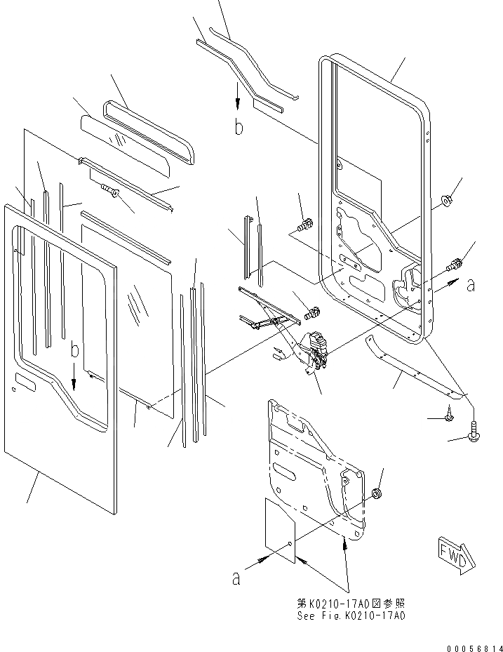 Схема запчастей Komatsu WA800-3E0 - КАБИНА (ПРАВ. ДВЕРЬ В СБОРЕ¤ /) (ДВЕРЬ РАМА¤ ОКНА И РЕГУЛЯТОР)(№7-7) КАБИНА ОПЕРАТОРА И СИСТЕМА УПРАВЛЕНИЯ