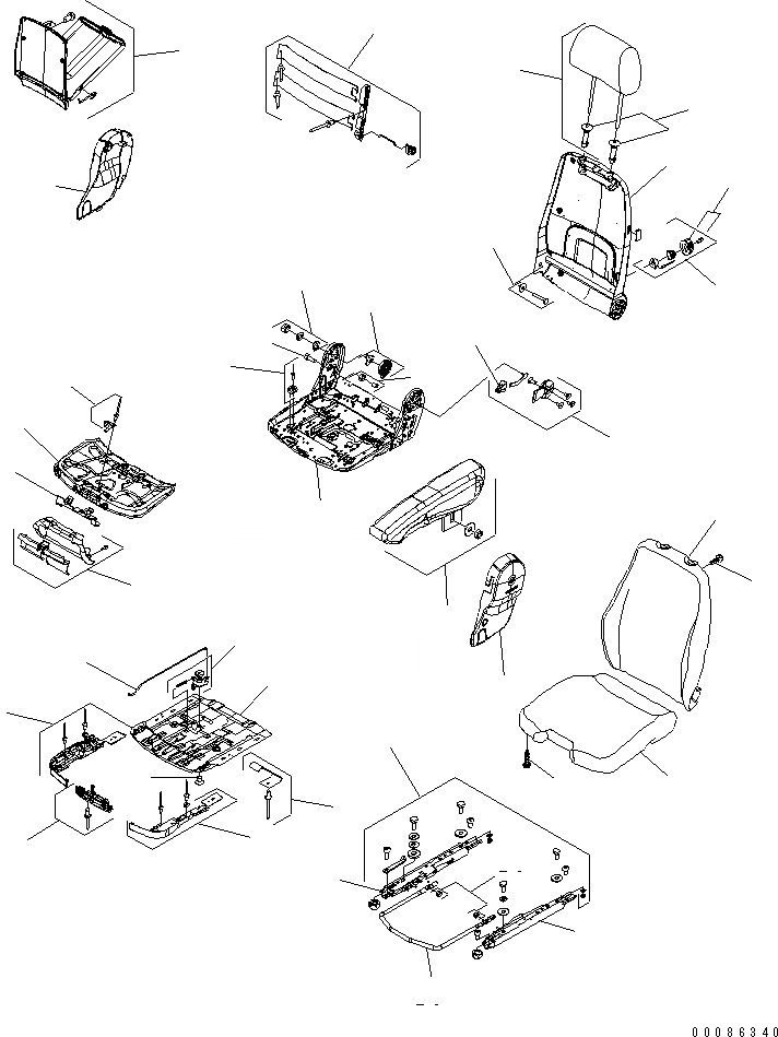 Схема запчастей Komatsu WA800-3E0 - ПОЛ SUB (СИДЕНЬЕ ОПЕРАТОРА) (GRAMMER) (ВНУТР. ЧАСТИ) (С ЛЕВ. ПОДЛОКОТНИК) (/)(№7-) КАБИНА ОПЕРАТОРА И СИСТЕМА УПРАВЛЕНИЯ