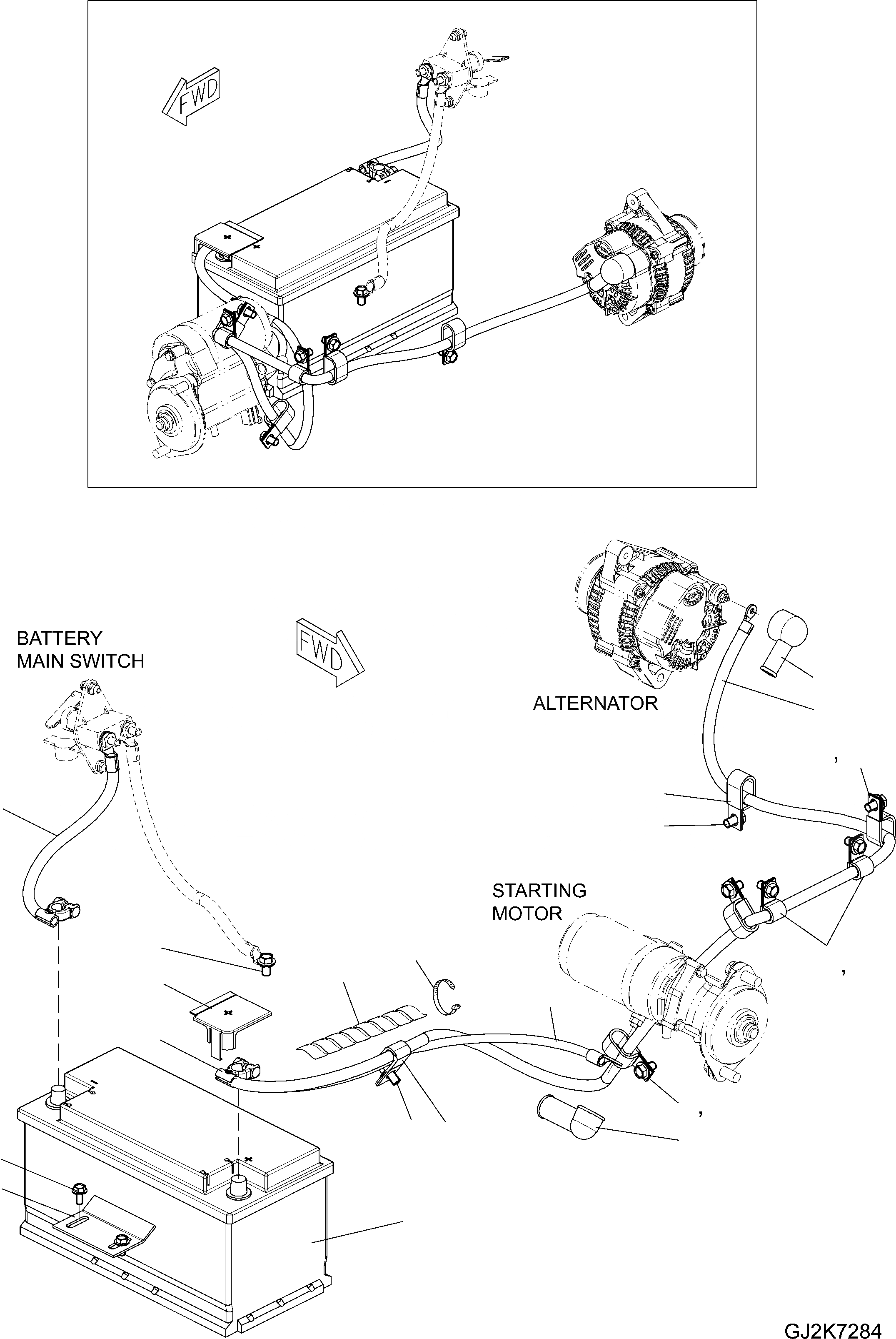 Схема запчастей Komatsu WA80-6 - АККУМУЛЯТОР (V/AH) E ЭЛЕКТРИКА