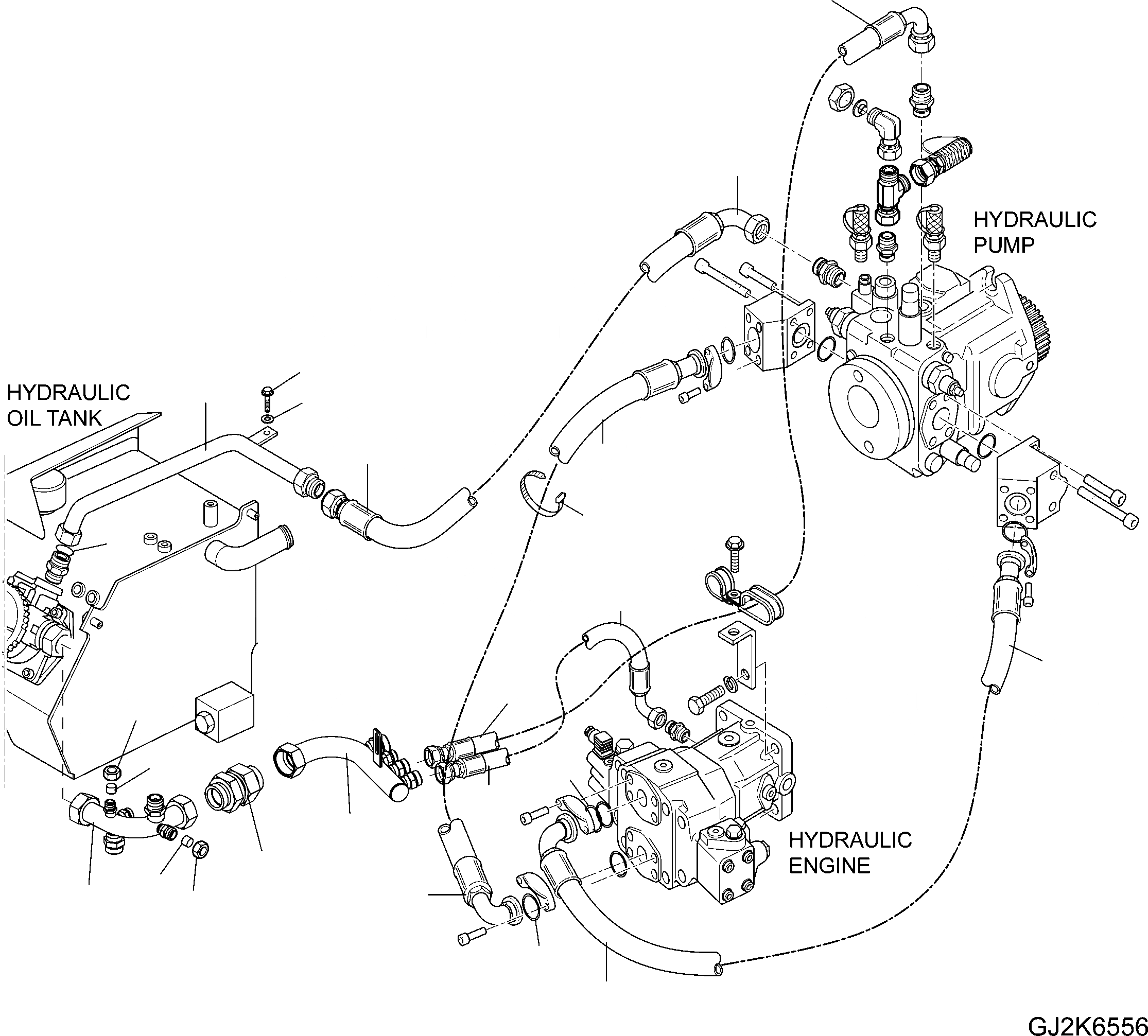 Схема запчастей Komatsu WA80-6 - HST ТРУБЫ (КМ/Ч) (/) F ТРАНСМИССИЯ