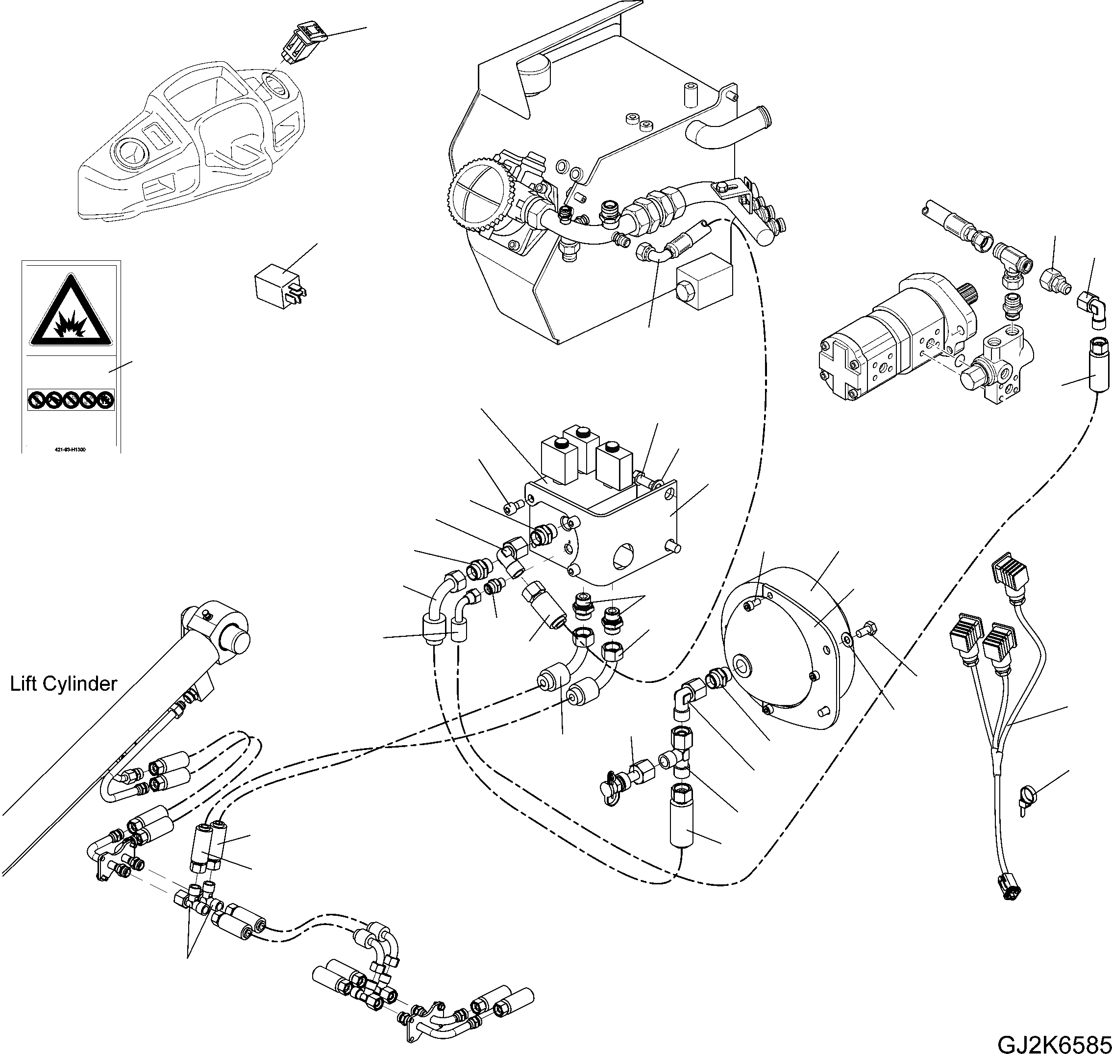 Схема запчастей Komatsu WA80-6 - ГИДРАВЛ ЛИНИЯ (ДЛЯ ECSS) ( КМ/Ч) (ОПЦ.) H ГИДРАВЛИКА