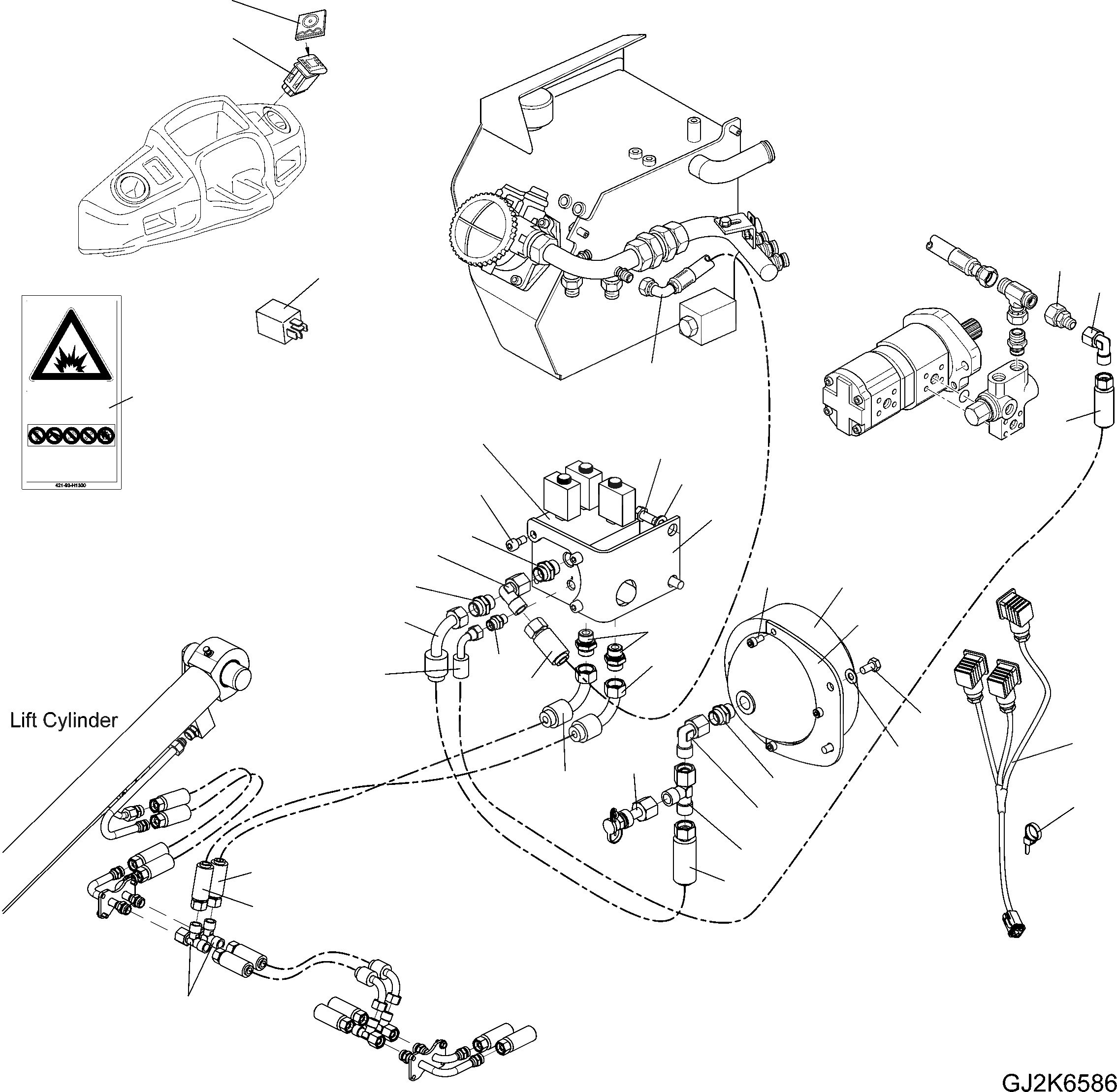 Схема запчастей Komatsu WA80-6 - ГИДРАВЛ ЛИНИЯ (ДЛЯ ECSS) ( КМ/Ч) (НАВЕС) (ОПЦ.) H ГИДРАВЛИКА