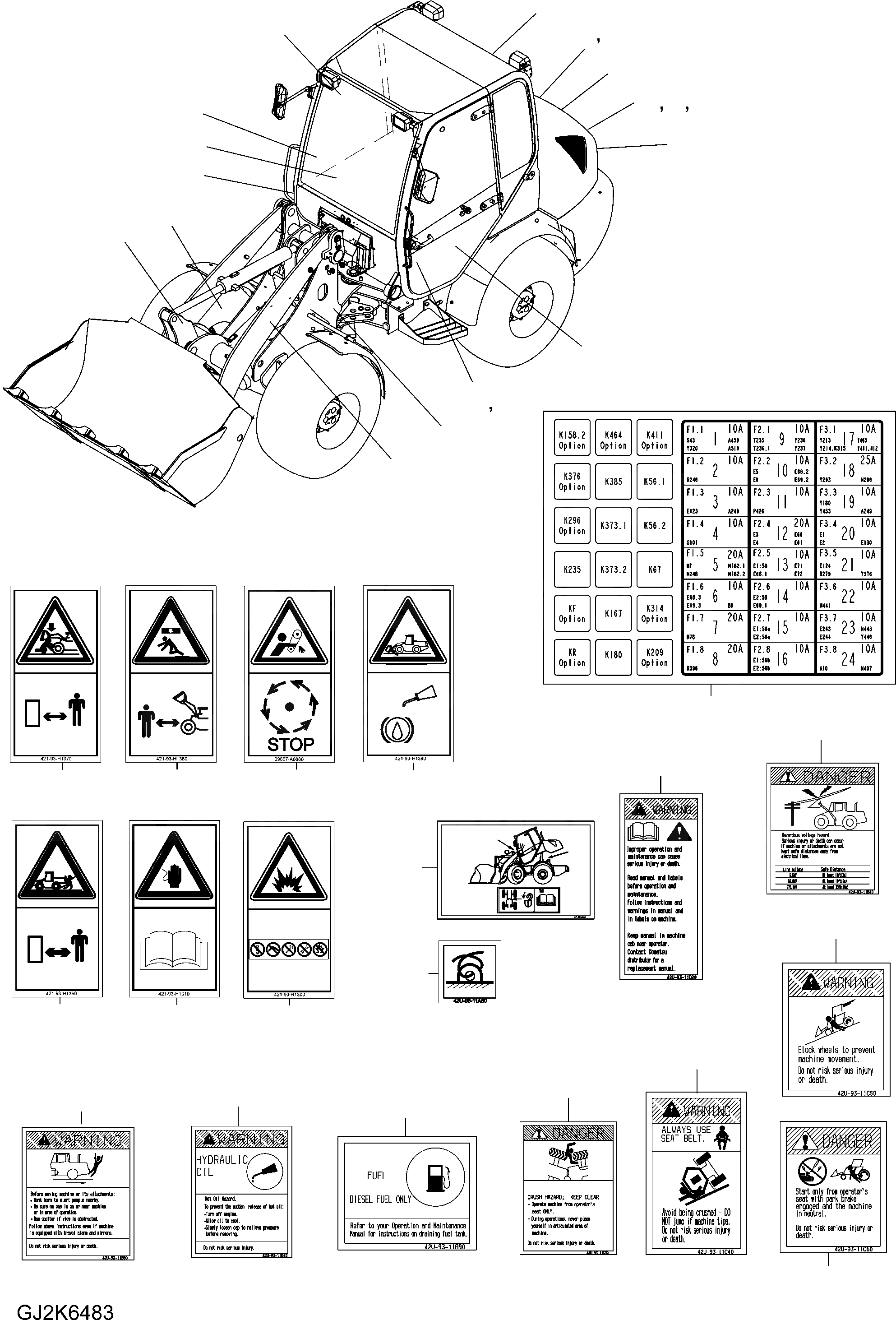 Схема запчастей Komatsu WA80-6 - ТАБЛИЧКИ (США) (/) U МАРКИРОВКА