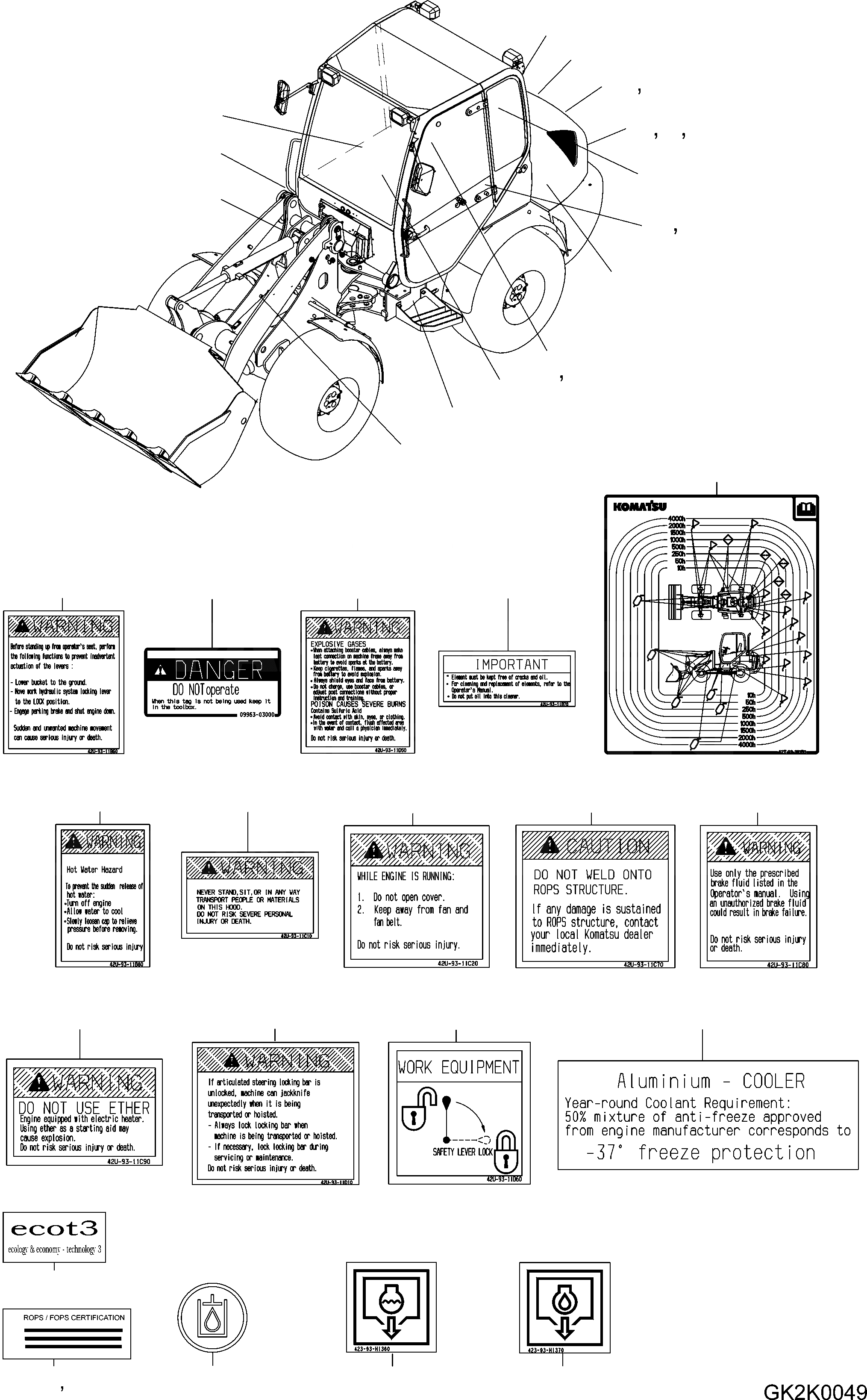 Схема запчастей Komatsu WA80-6 - ТАБЛИЧКИ (США) (/) U МАРКИРОВКА